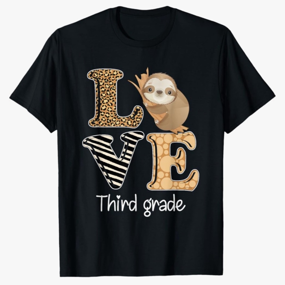 Girls Love third grade school uniform T-shirt M-Black 100% Cotton Short sleeves